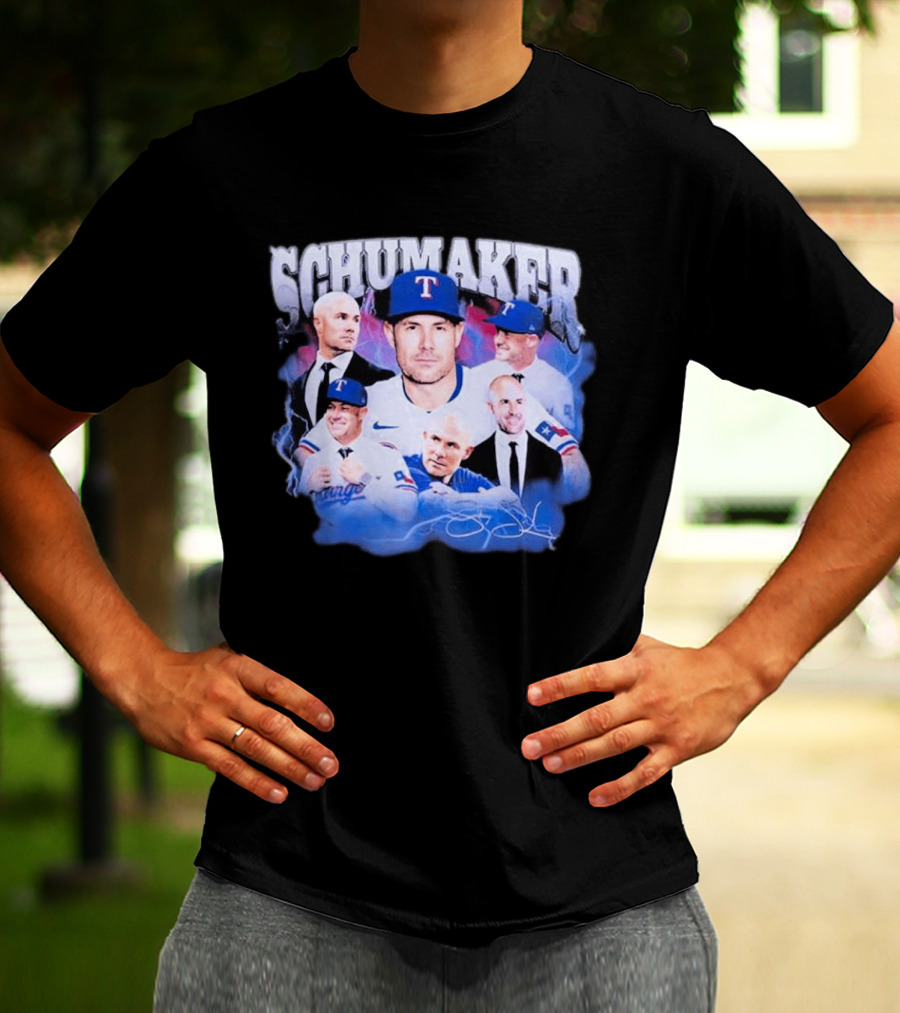 Rangers Schumaker Montage Baseball T-Shirt