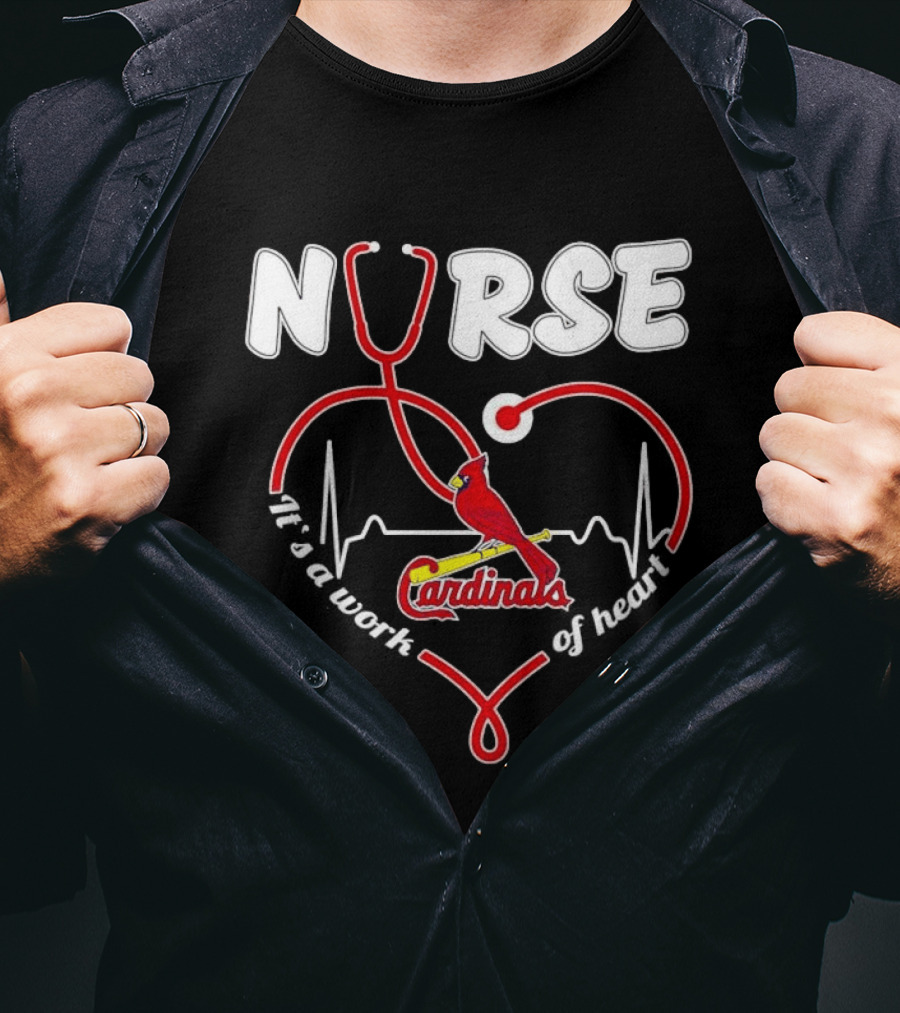 St. Louis Cardinals Nurse Heart Stethoscope Baseball Fan T-Shirt