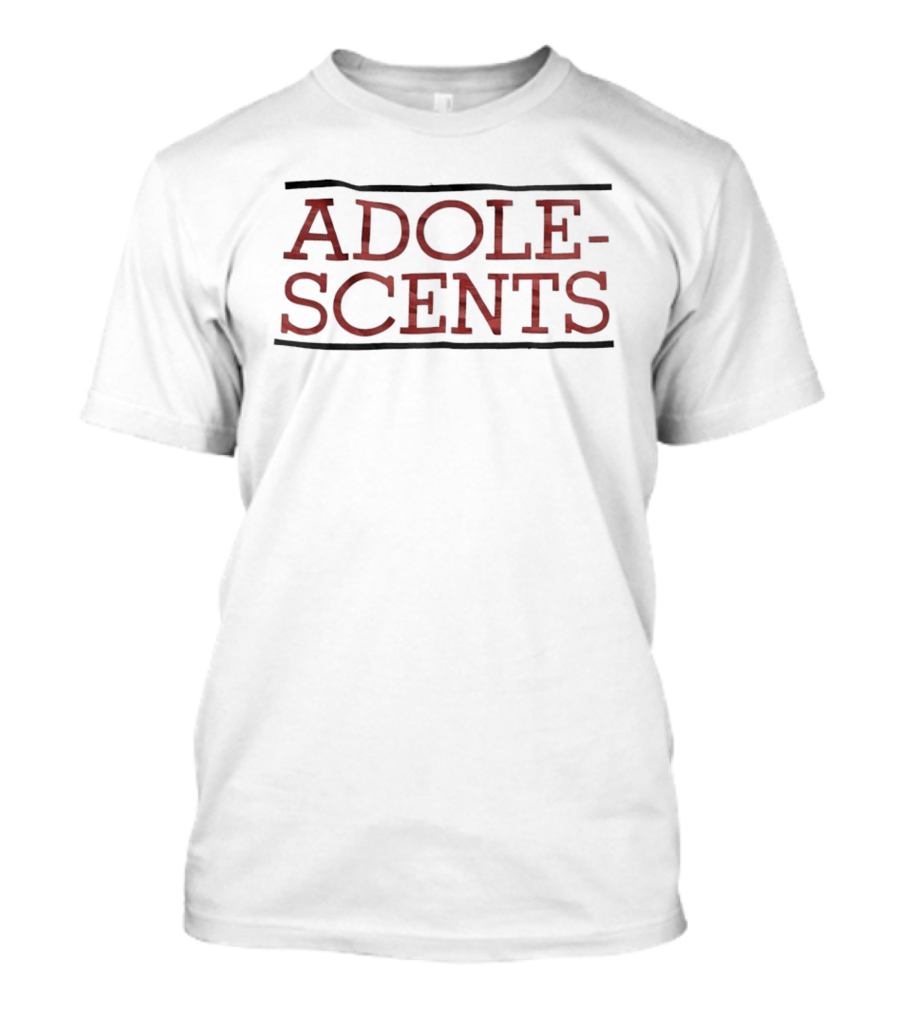 ADOLESCENTS Red Text Bold Font T-Shirt