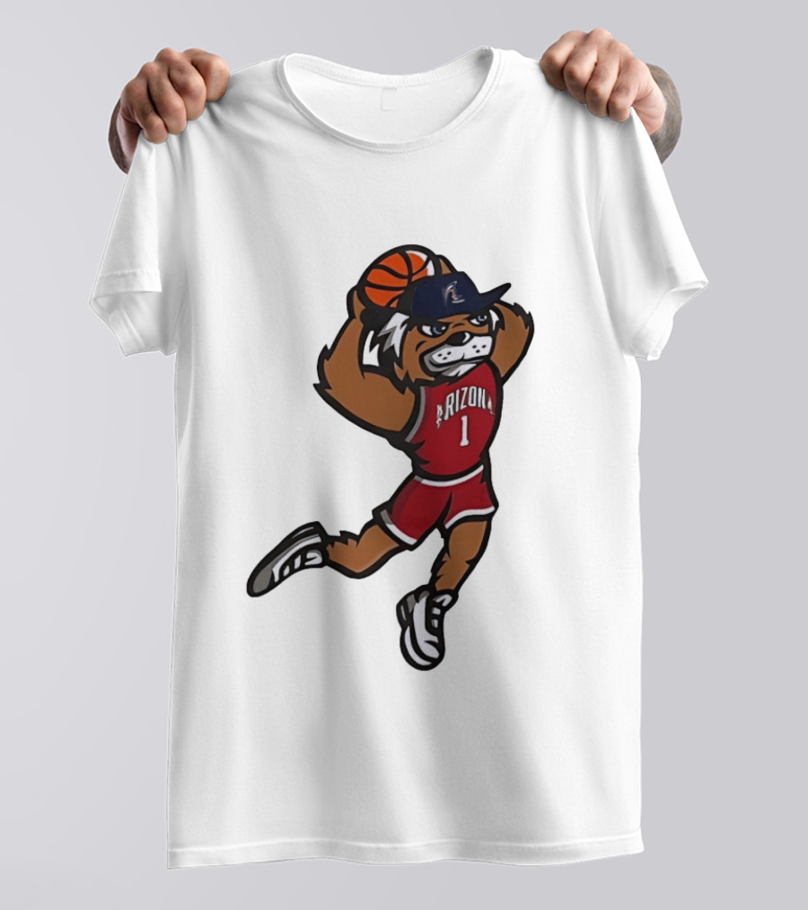 Arizona Wildcats Basketball Mascot Slam Dunk Action T-Shirt