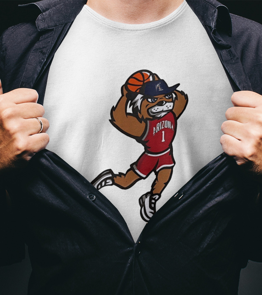 Arizona Wildcats Basketball Mascot Slam Dunk Action T-Shirt