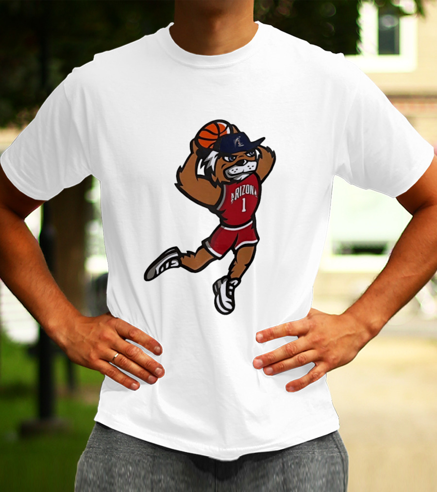 Arizona Wildcats Basketball Mascot Slam Dunk Action T-Shirt