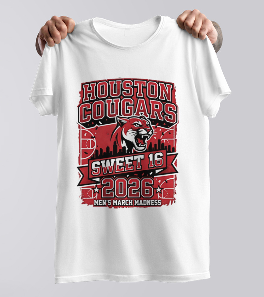 Houston Cougars 2026 NCAA Sweet 16 March Madness City Skyline T-Shirt
