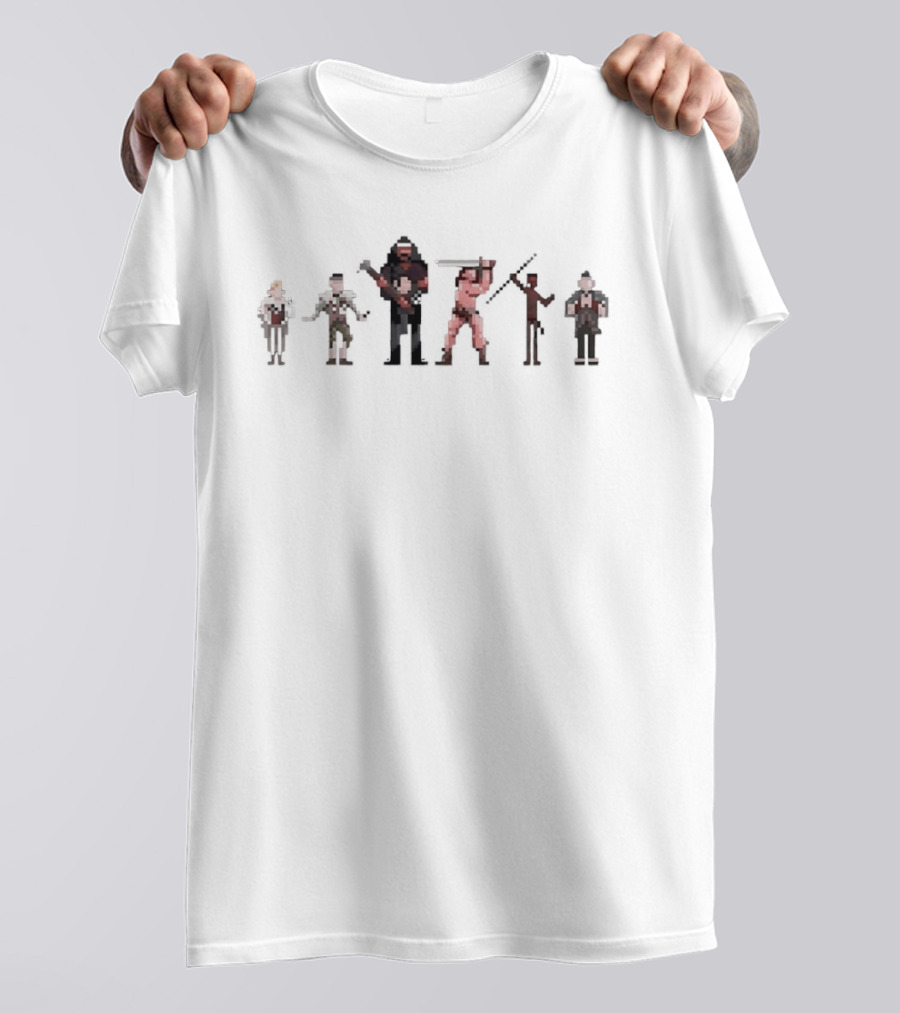 Hyborian Age Warriors Conan Pixelated Characters Retro Gaming Edition T-Shirt