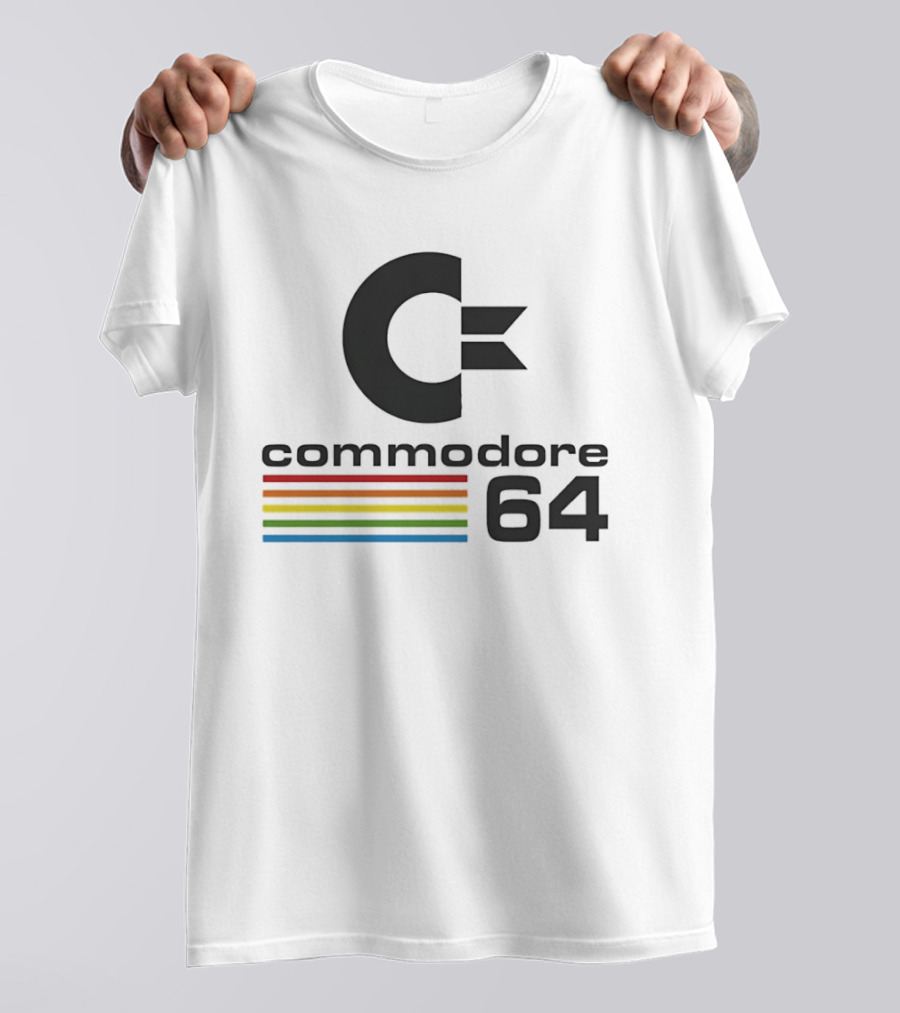Commodore 64 Retro Computer Logo With Rainbow Stripes T-Shirt
