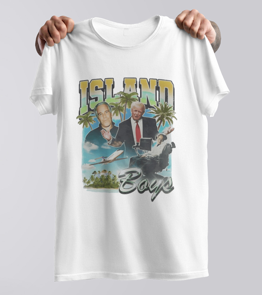 Donald Trump Jeffrey Epstein Island Boys Palm Trees Airplane T-Shirt
