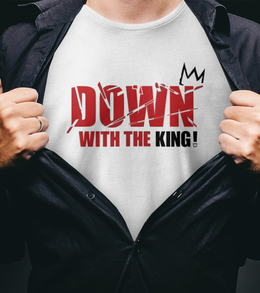 Down With The King Bold Red Text And Stylized Crown T-Shirt