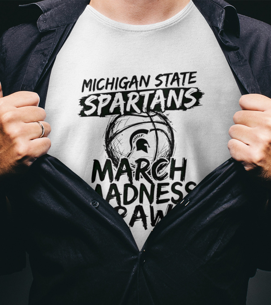 Michigan State Spartans March Madness Raw Basketball 2026 T-Shirt