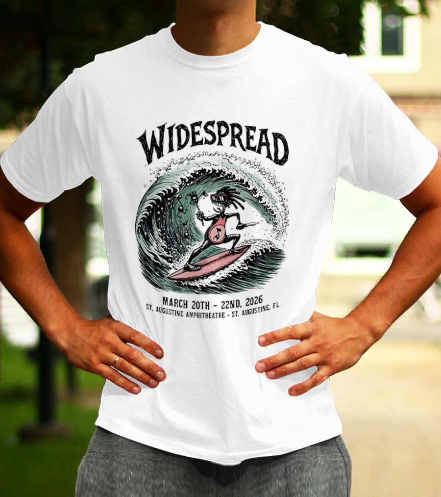 Widespread March 20th 22nd 2026 St Augustine Amphitheatre Surfing Skeleton T-Shirt