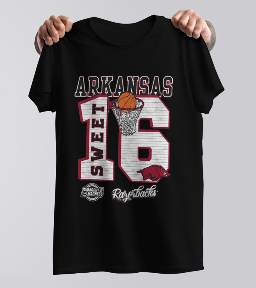 Arkansas Razorbacks March Madness 2026 NCAA Sweet 16 Basketball T-Shirt