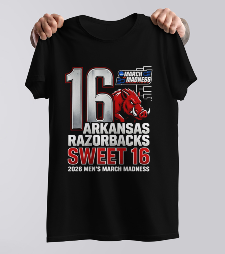 Arkansas Razorbacks Sweet 16 2026 Men's March Madness Tournament T-Shirt