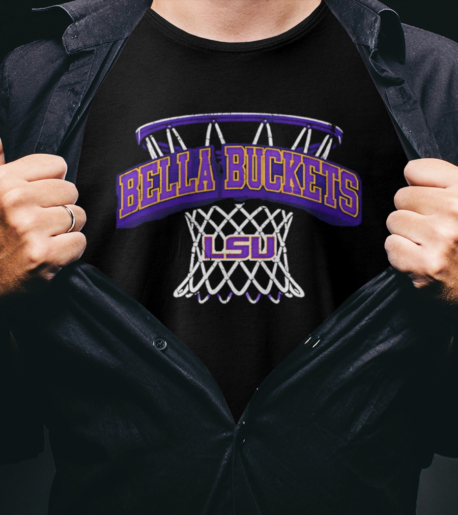 Bella Hines LSU Tigers Bella Buckets Basketball Net T-Shirt