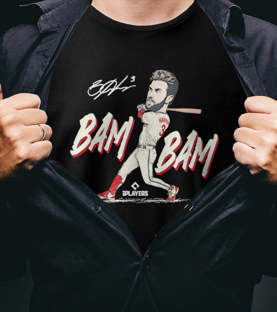 Bryce Harper Bam Bam Caricature Philadelphia Phillies Players Collection T-Shirt