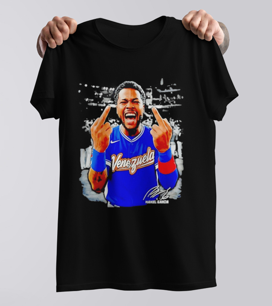 Maikel Garcia Venezuela 2026 MVP Middle Finger Baseball Team T-Shirt
