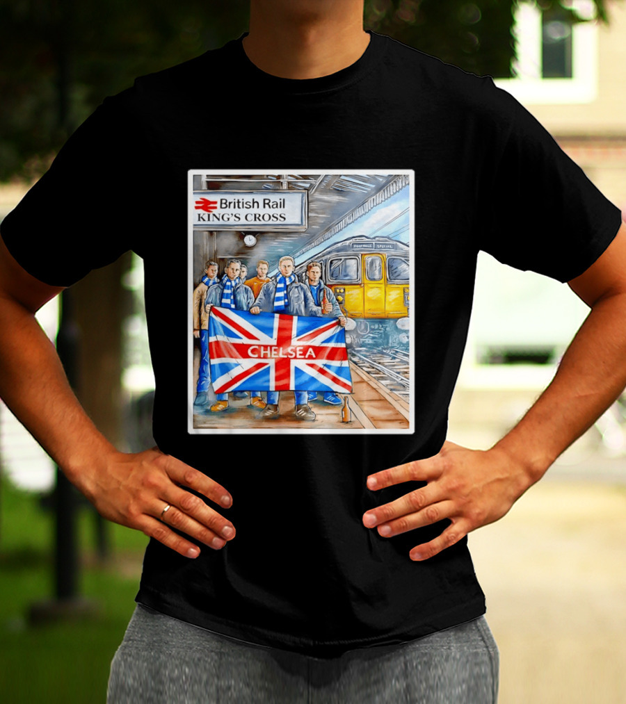 British Rail King's Cross Chelsea Flag Football Fans T-Shirt