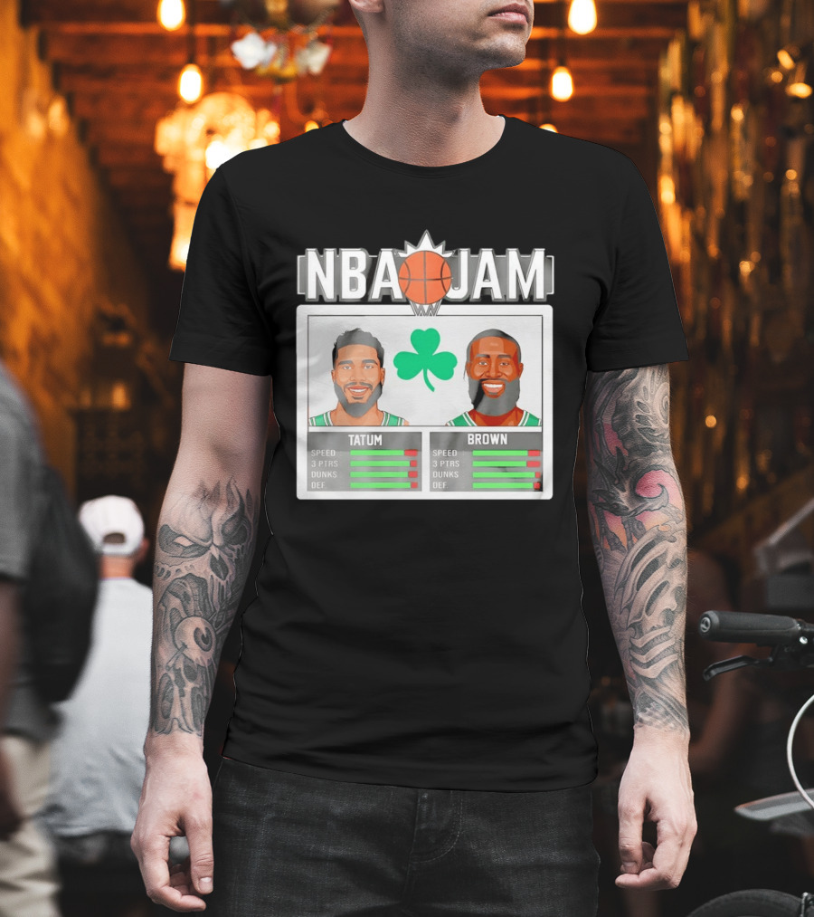 NBA Jam Jaylen Brown Jayson Tatum Celtics Stats T-Shirt