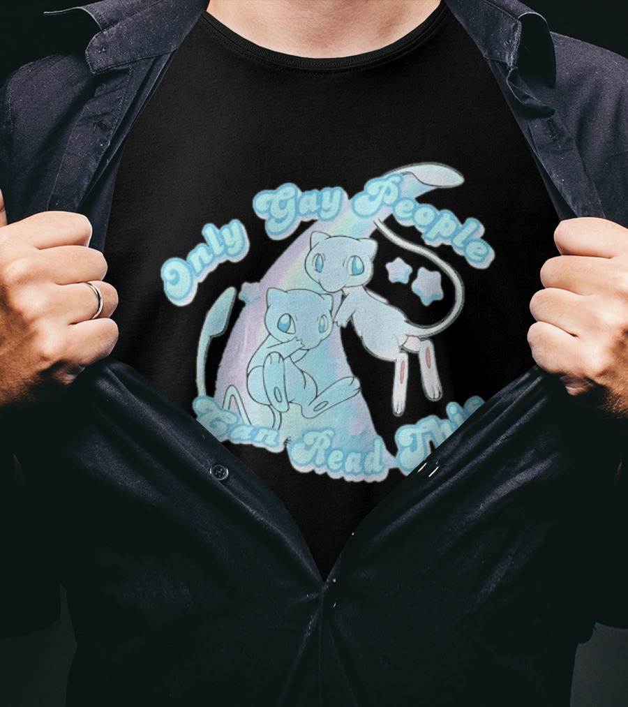 Pokemon Mew Only Gay People Can Read This Stars Retro Rainbow T-Shirt
