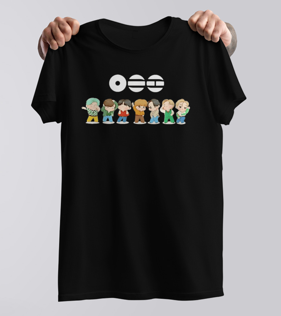 BTS Chibi Characters With Cute Expressions And BTS T-Shirt