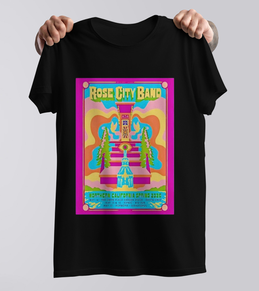 Rose City Band Northern California Spring 2026 Santa Cruz Hopmonk May 14 16 17 Forest Stream Psychedelic T-Shirt