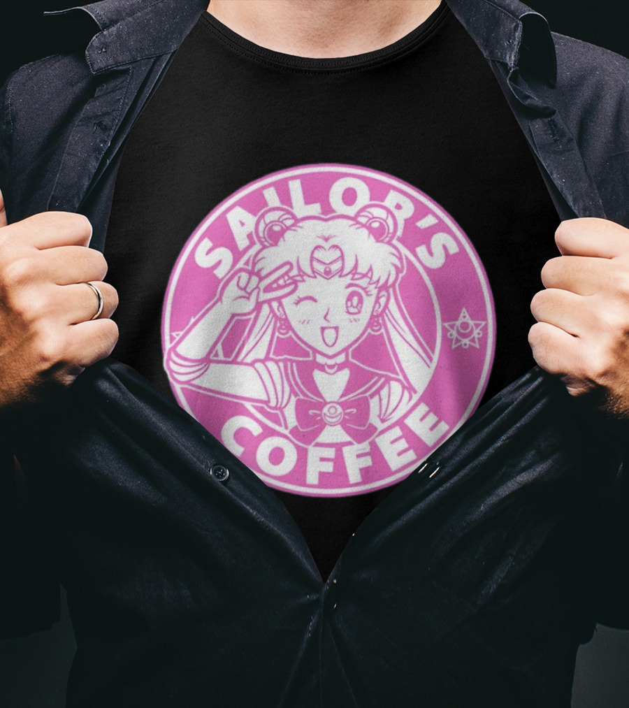 Sailor's Coffee Pink Winking Moon T-Shirt