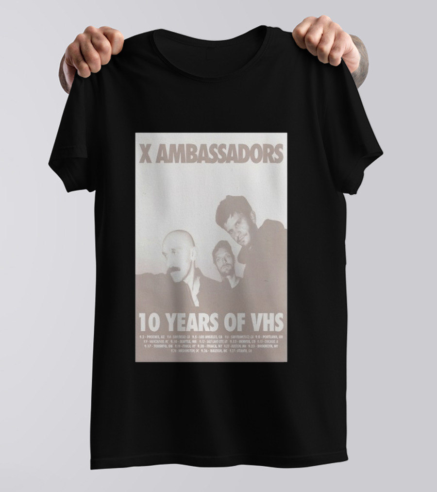 X Ambassadors 10 Years Of VHS Tour 2025 US Cities T-Shirt