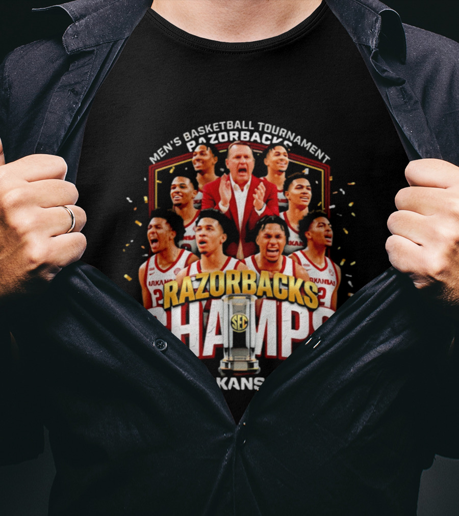 Arkansas Razorbacks Men's Basketball Tournament Champs Razorbacks Champs 2026 T-Shirt