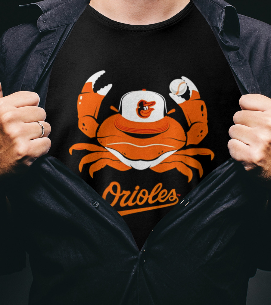 Baltimore Orioles Crab Mascot With Baseball Cap T-Shirt