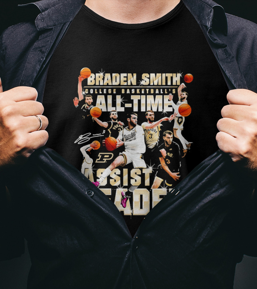 Braden Smith College Basketball's All Time Assist Leader Purdue Boilermakers T-Shirt
