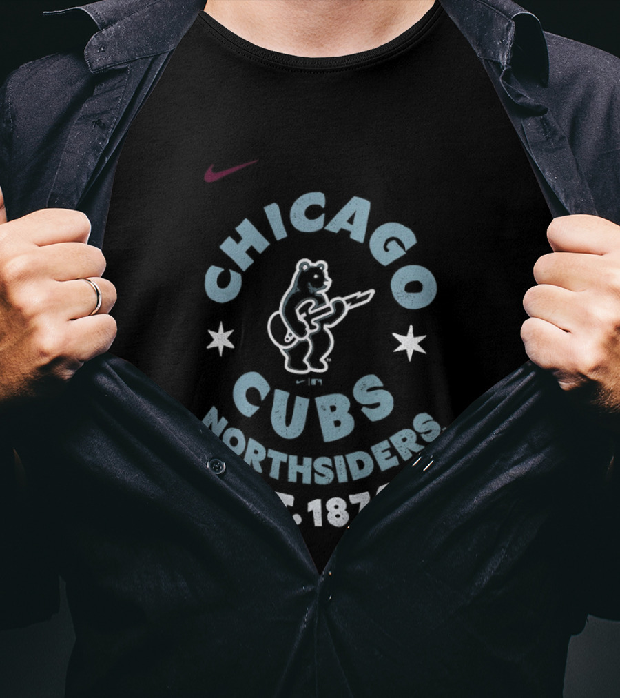 Chicago Cubs Northsiders Est 1876 Nike Logo Bear Stars T-Shirt