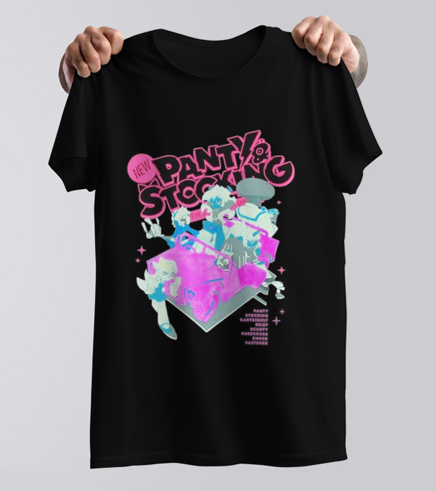New Panty & Stocking With Garterbelt Anime Characters Colorful Car Scene T-Shirt