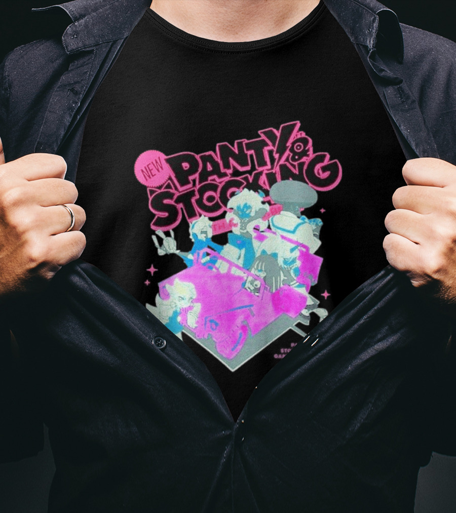 New Panty & Stocking With Garterbelt Anime Characters Colorful Car Scene T-Shirt