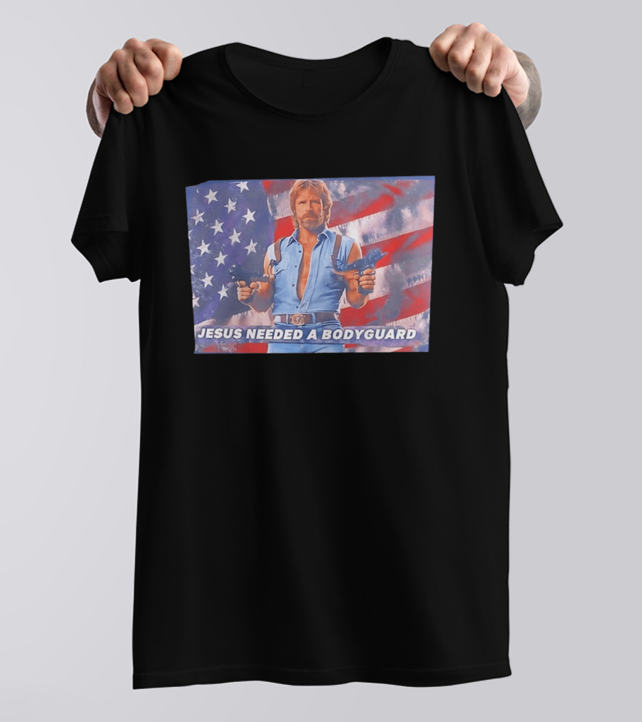 Jesus Needed A Bodyguard Chuck Norris USA Flag T-Shirt