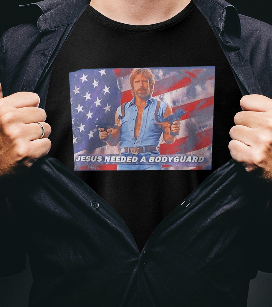 Jesus Needed A Bodyguard Chuck Norris USA Flag T-Shirt