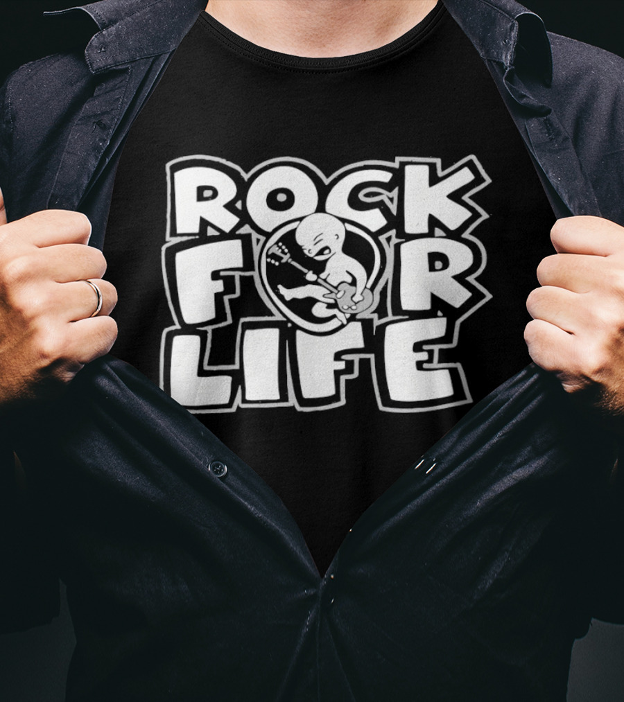 Rock For Life Skeleton Guitarist T-Shirt