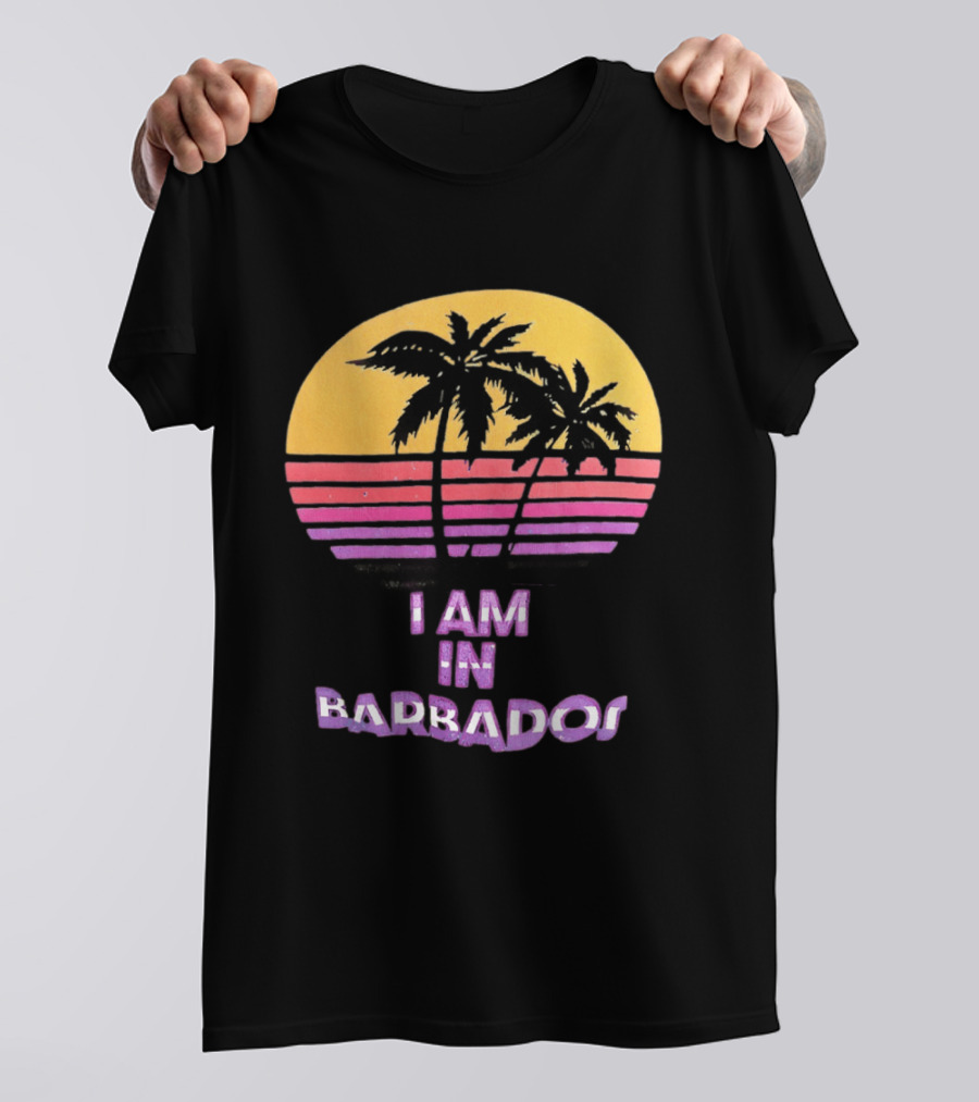 I Am In Barbados Tropical Sunset And Palm Trees T-Shirt
