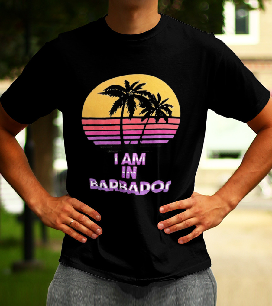 I Am In Barbados Tropical Sunset And Palm Trees T-Shirt