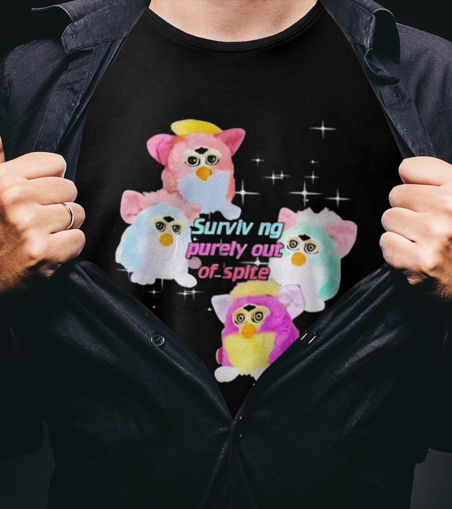 Surviving Purely Out Of Spite With Four Colorful Furbies T-Shirt