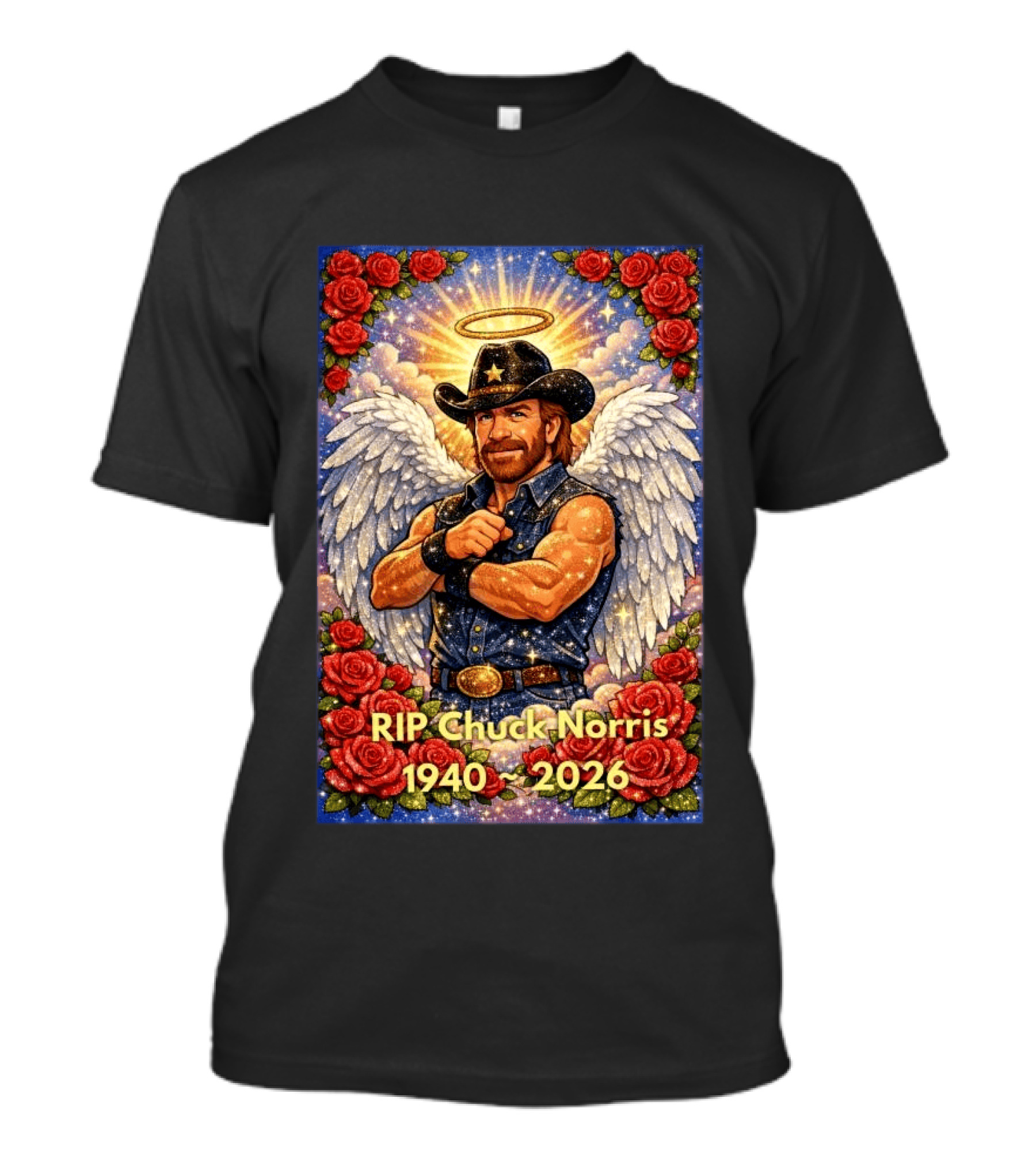 RIP Chuck Norris Angelic Cowboy Tribute 1940 2026 T-Shirt