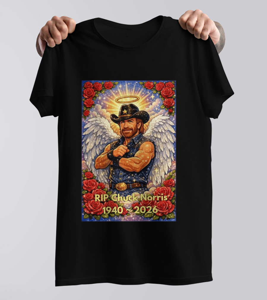 RIP Chuck Norris Angelic Cowboy Tribute 1940 2026 T-Shirt