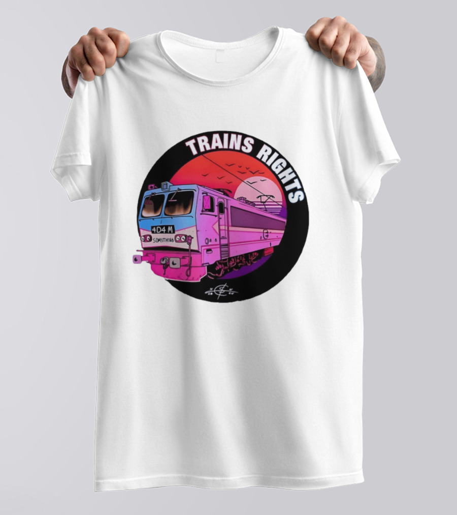 4D4M Something Trains Rights Sunset Train T-Shirt
