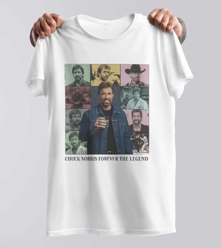 Chuck Norris Forever The Legend Iconic Moments Collage T-Shirt