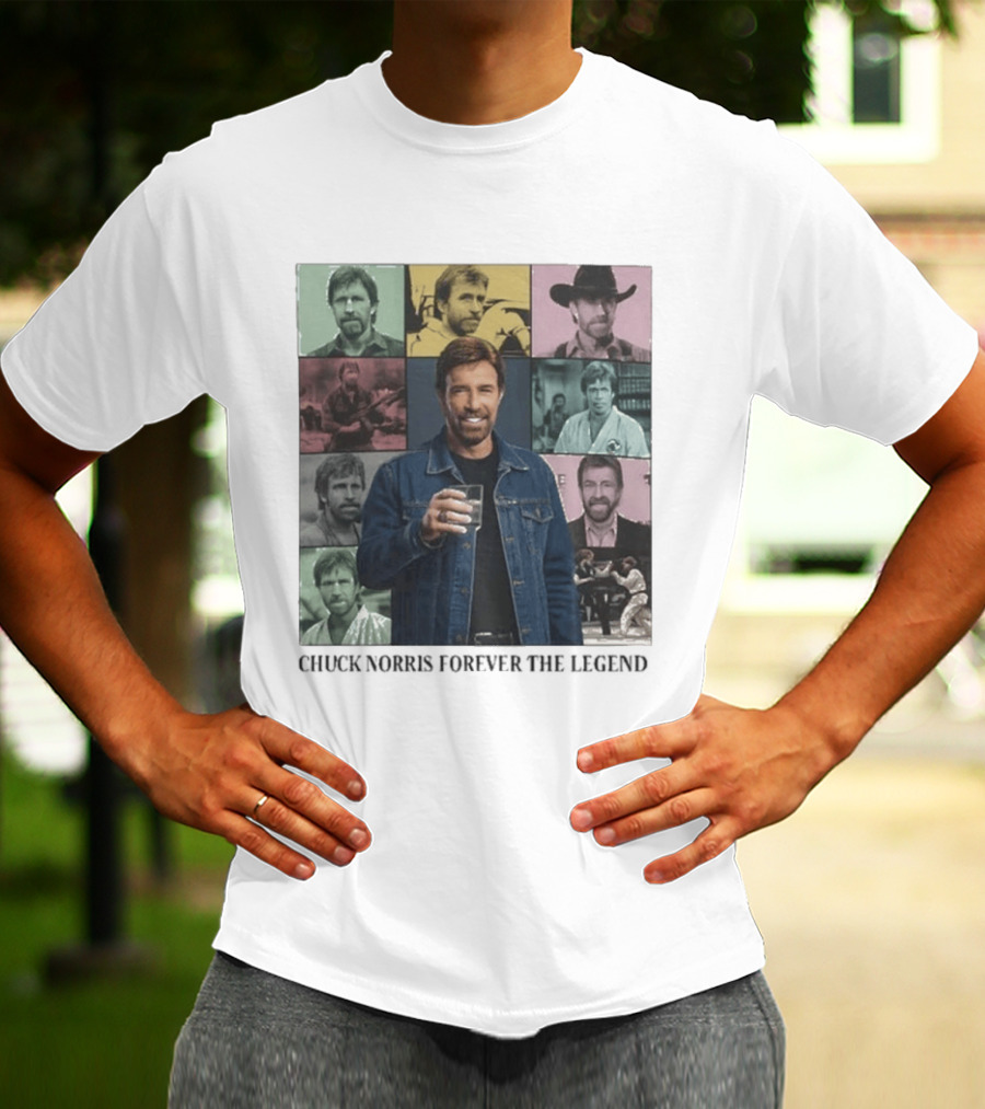 Chuck Norris Forever The Legend Iconic Moments Collage T-Shirt