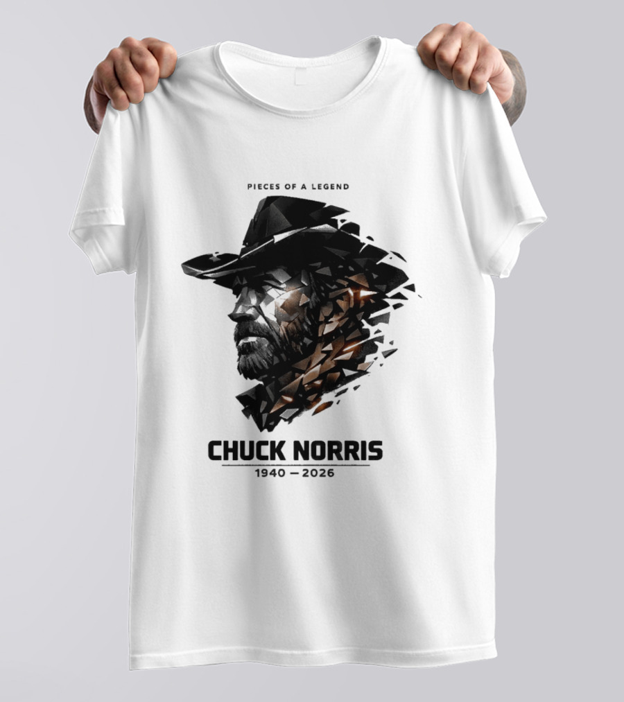 Chuck Norris Pieces Of A Legend 1940 2026 Cowboy Hat Triangular Fragmentation T-Shirt