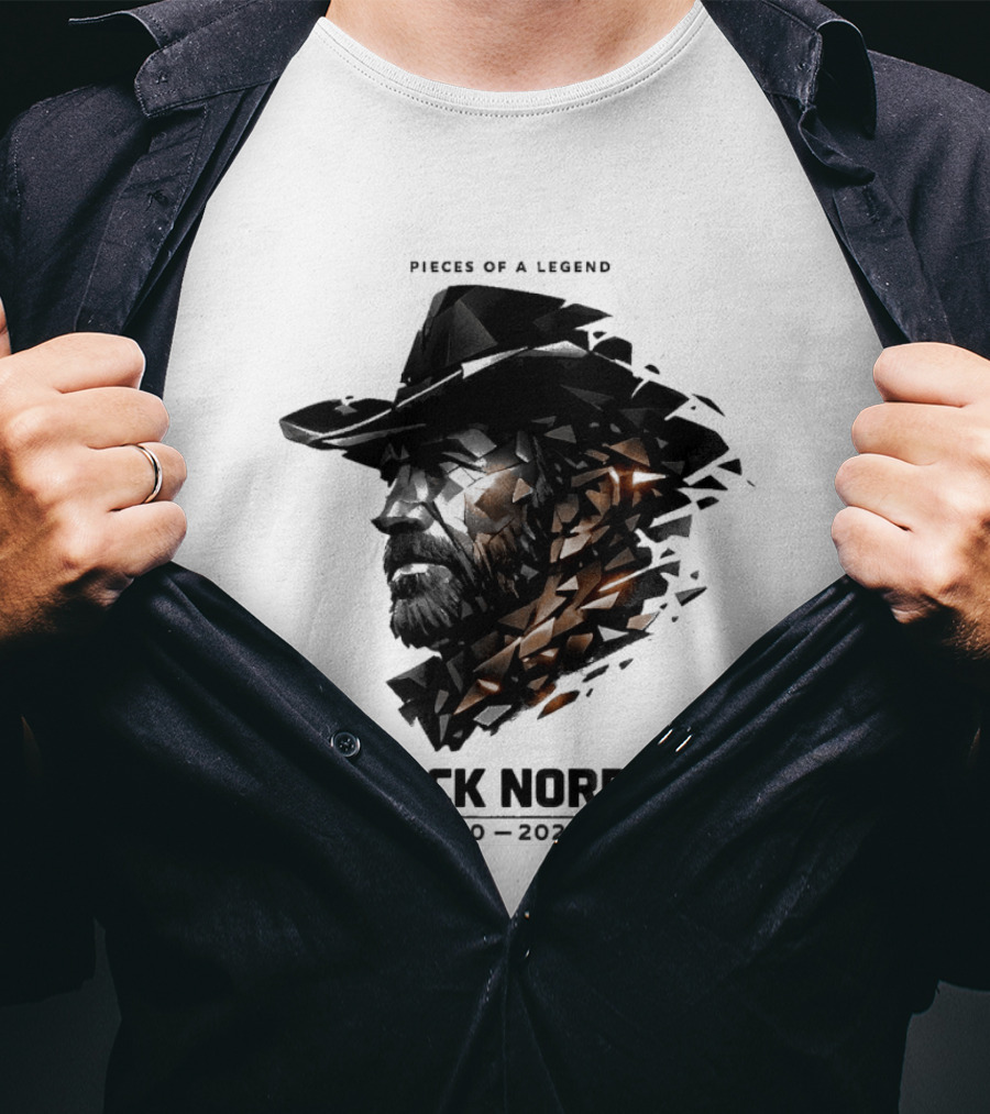 Chuck Norris Pieces Of A Legend 1940 2026 Cowboy Hat Triangular Fragmentation T-Shirt