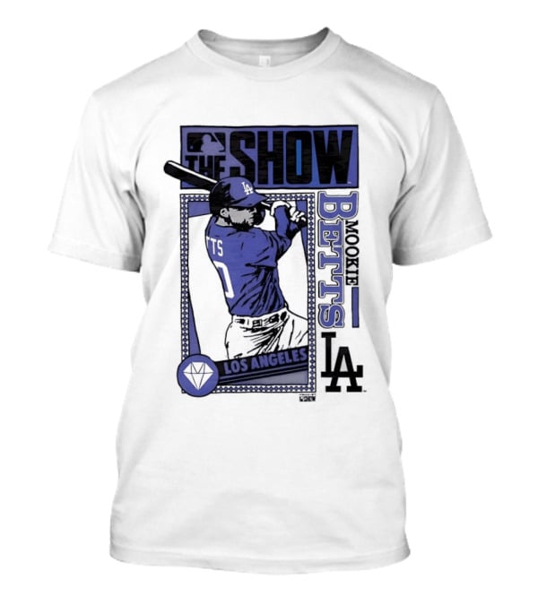MLB The Show Mookie Betts 50 Los Angeles Dodgers Caricature T-Shirt
