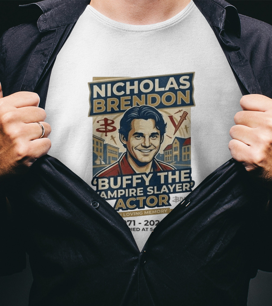 Nicholas Brendon Buffy The Vampire Slayer Actor In Loving Memory 1971 2023 T-Shirt