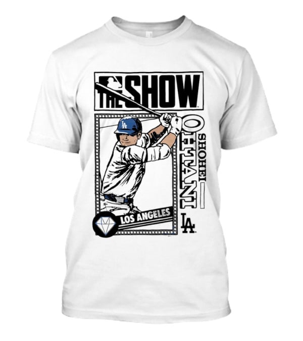Shohei Ohtani 17 MLB The Show Los Angeles Dodgers Caricature T-Shirt