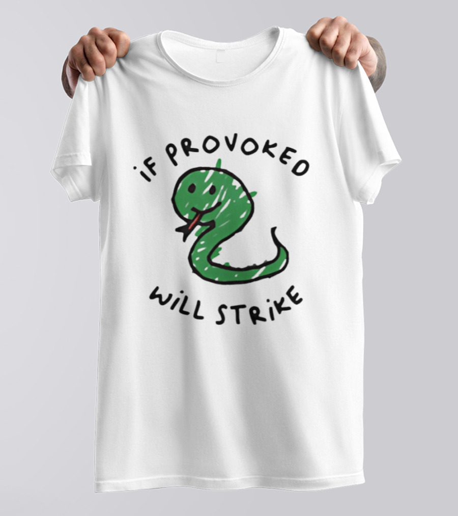 Snake If Provoked Will Strike Green Cartoon Serpent T-Shirt