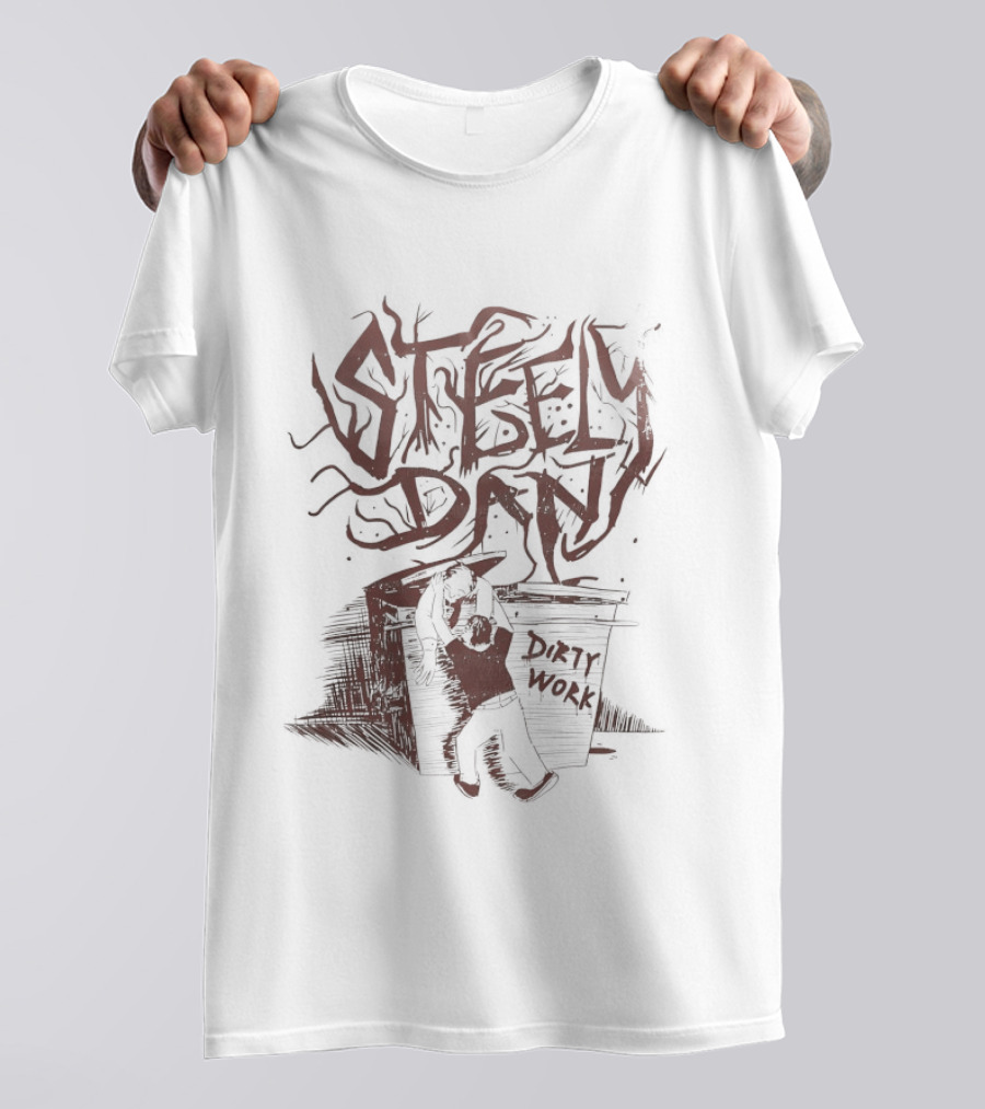 Steely Dan Dirty Work Album Artistic Block Lettering T-Shirt
