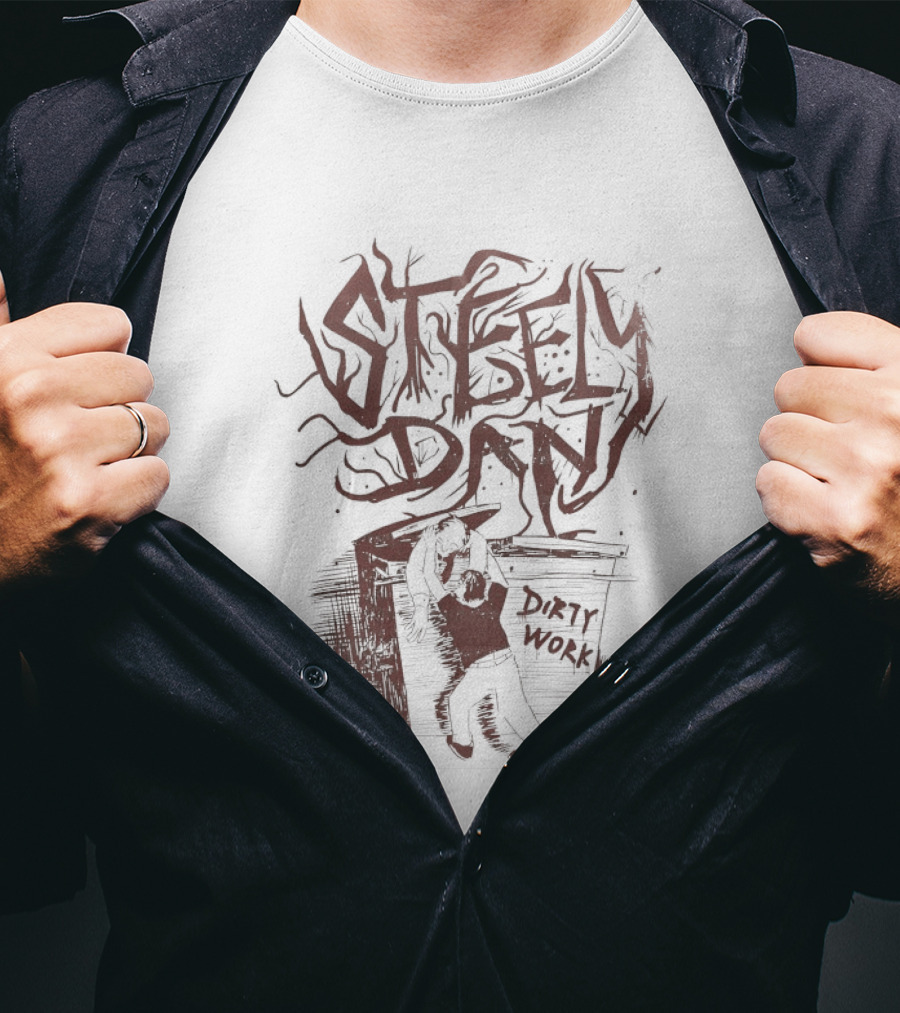 Steely Dan Dirty Work Album Artistic Block Lettering T-Shirt